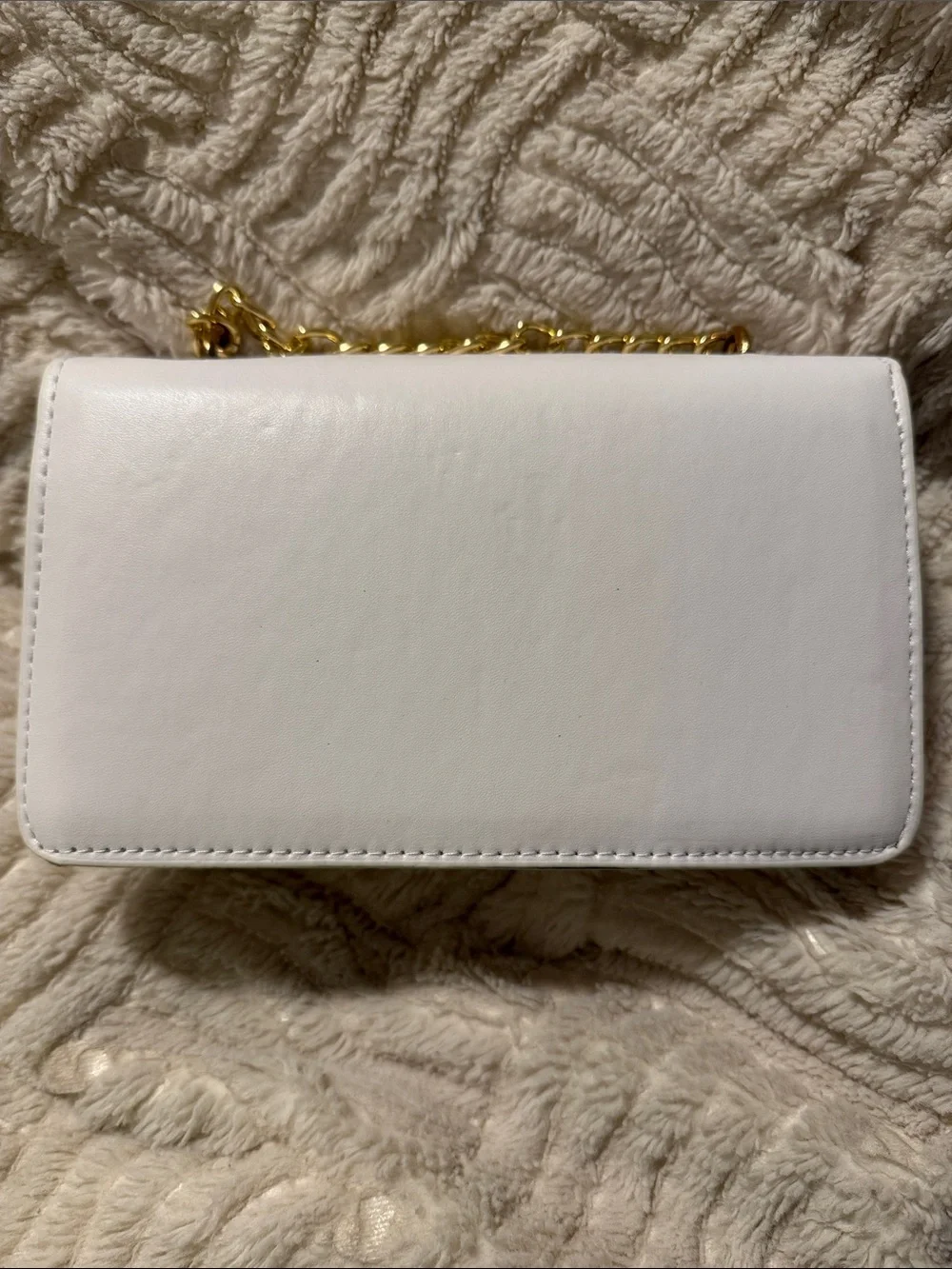 NWP White Quilted Long Crossbody Bag w/ Gold Chain Strap - Picture 7 of 9